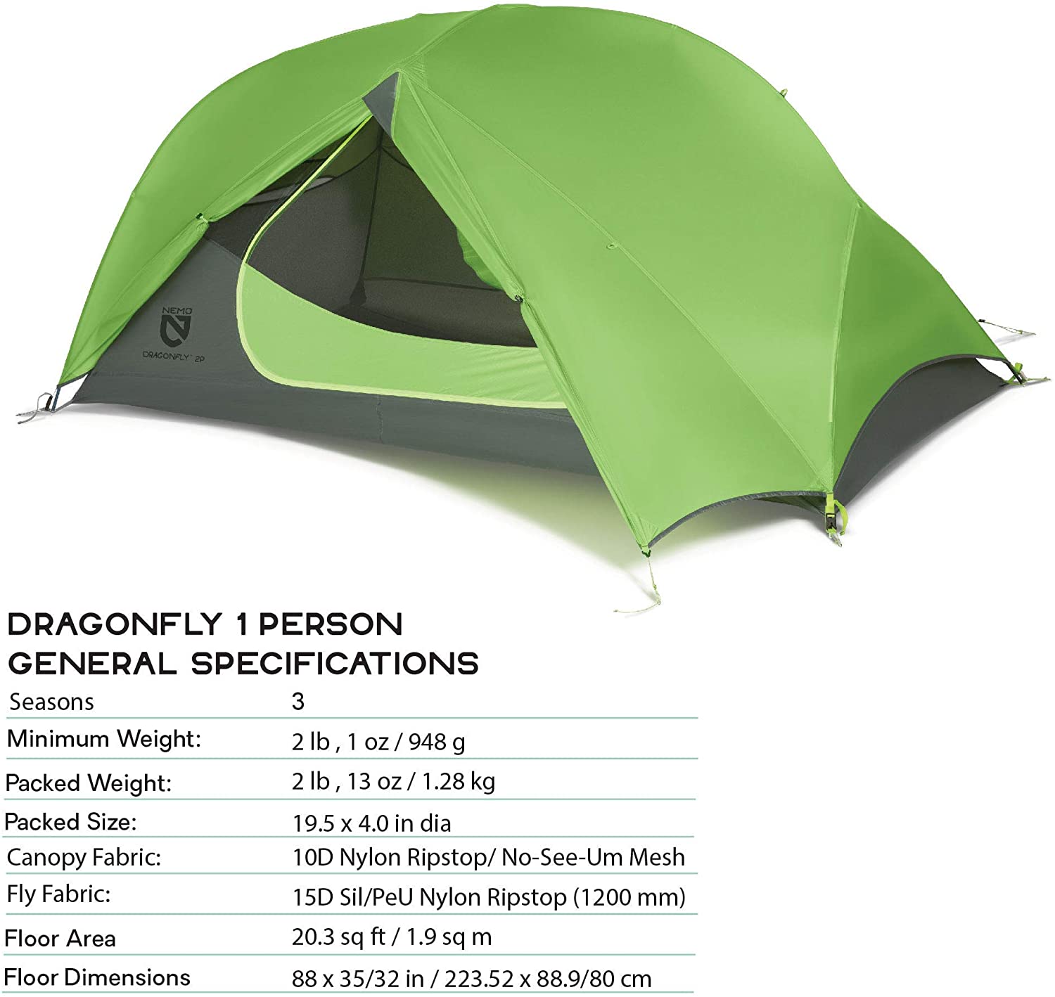 Nemo Dragonfly Ultralight 1 Person Backpacking Tent